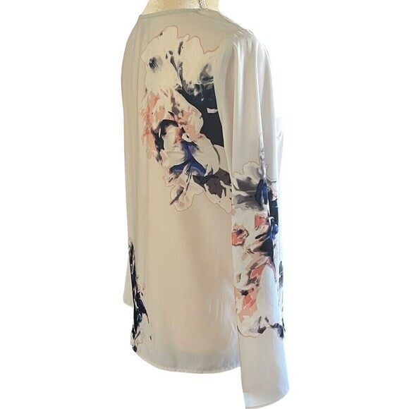 VINCE CAMUTO Blouse Long Sleeve Floral Size XS Multicolor Keyhole Neckline - Picture 12 of 16